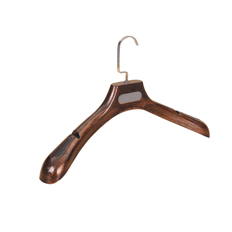 Wholesale of high-end women's clothing store hangers, adult wood-grain imitation clothes hangers, plastic anti-slip clothes supports, clothes racks and trouser racks Item Picture