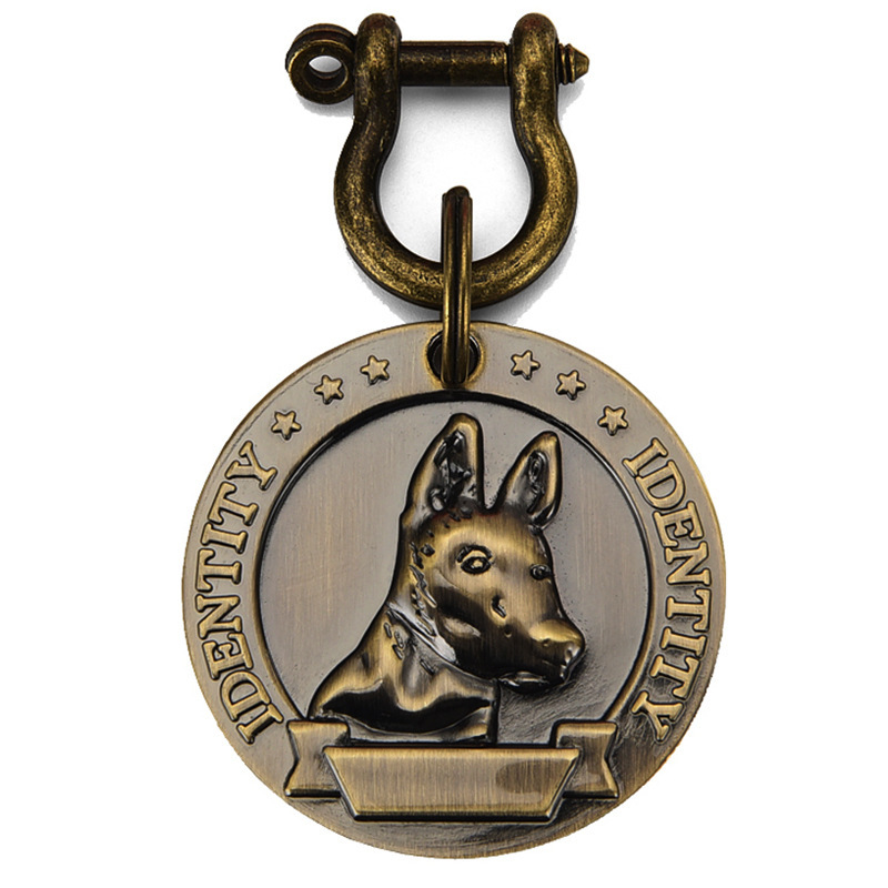 Relief Dog Card Identity Card Anti-Loss Card Engraved Pet Bronze Medal Golden Bull Husky Listed Wholesale Item Picture