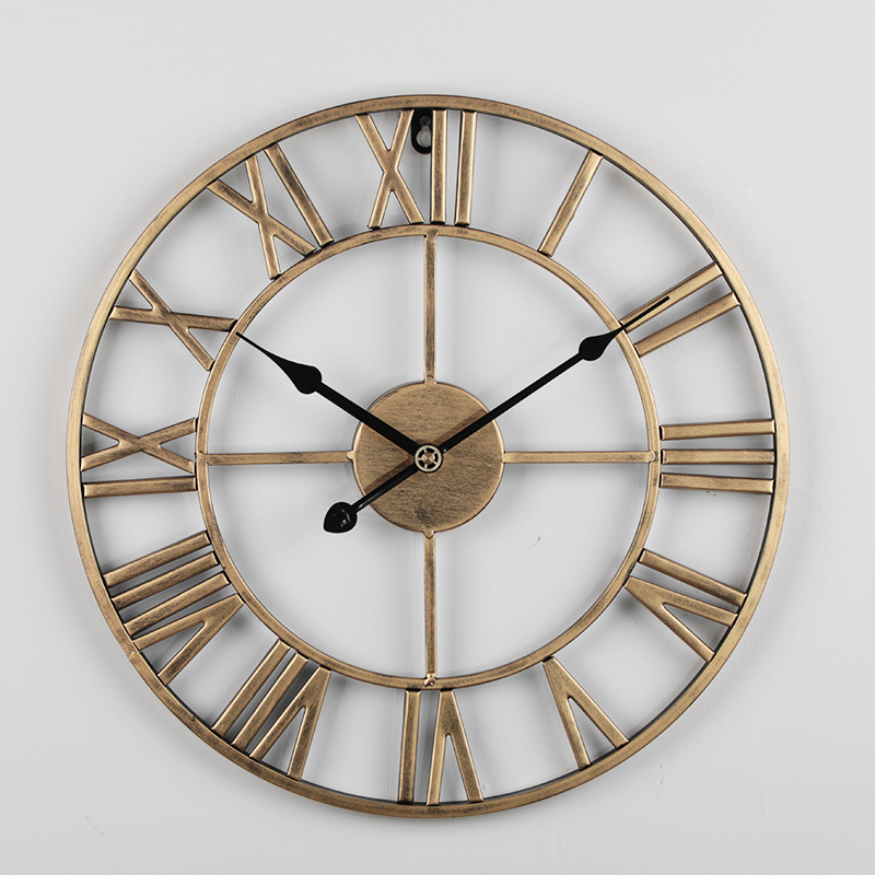 欧式挂表简约客厅时钟 铁艺静音数字挂钟 创意装饰钟表跨境clock图