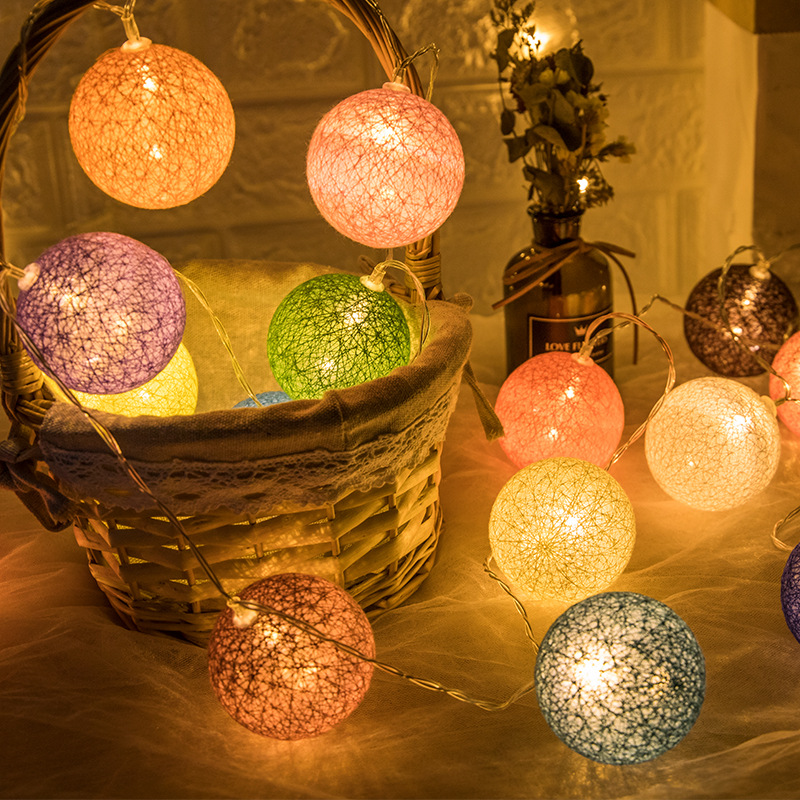 Thailand Led Cotton String Lights Ins Decorative Light Ball Lights String Lights Color Lights String Ball Lights Wedding Venue Layout Specification drawing