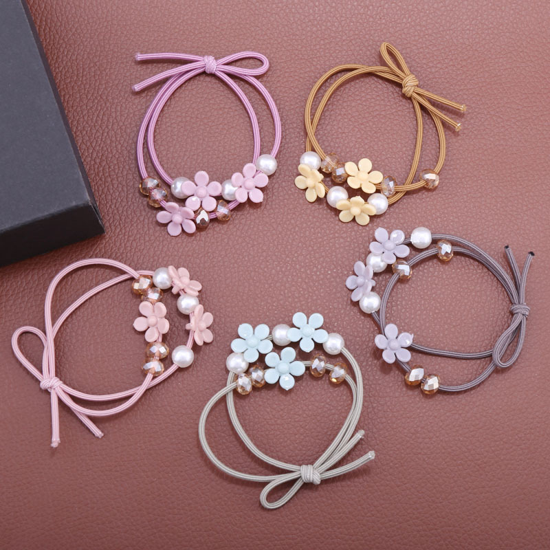 Korean Web Red Head Rope Hair Rope Bracelet Dual Use Candy Color Flower Holster Sen Female Tie Hair Band Wholesale details Picture