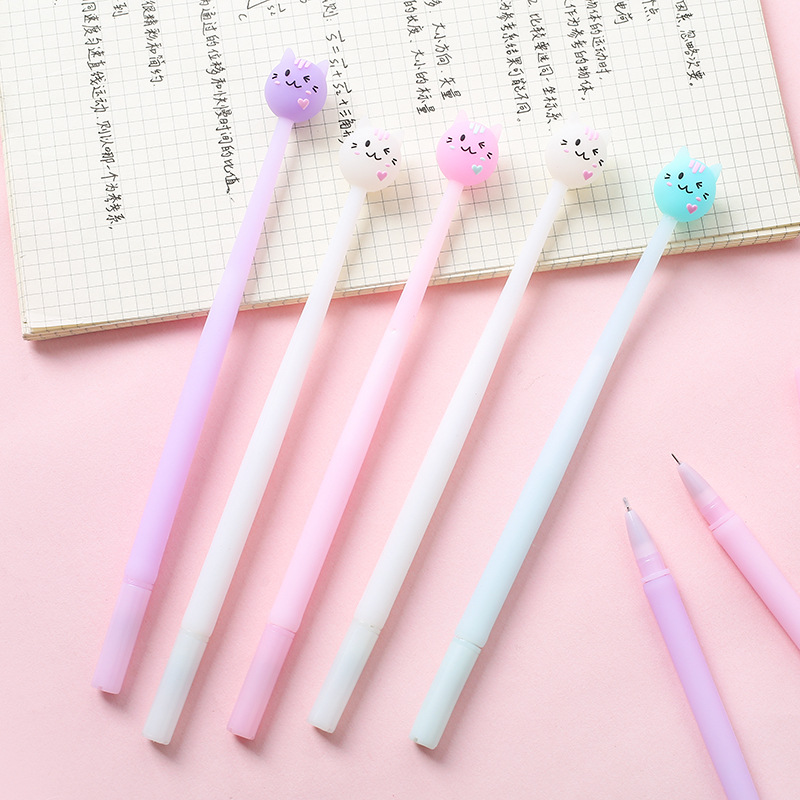 Zhongfan Stationery ZF2066 Sweet Cat Gel Pen Silicone animal-shaped student stationery Creative Factory Direct Sales details Picture