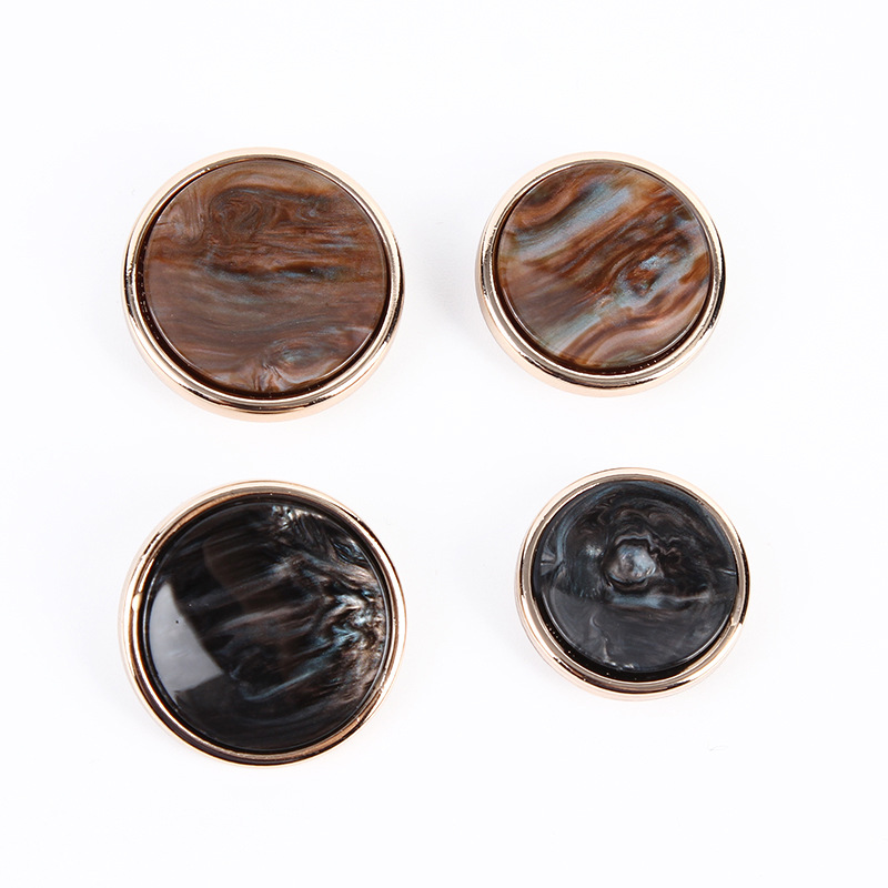 Supply High-Grade Metal-Bound Marbled Vinegar Button Suit Coat Coat Button Highheel Hand Stitched Button Item Picture