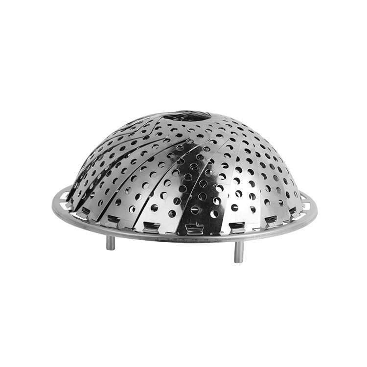 Stainless steel steamer rack Folding steamer rack household steamer steamer Stainless steel steamer tray retractable fruit drain basket Item Picture