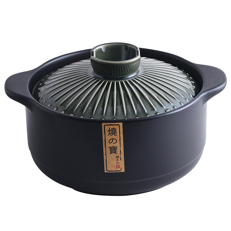 Factory direct sales of the King of Pottery POTS, Japanese-style ceramic clay pot, open flame high-temperature resistant soup pot, stewing pot, and stewing dish earthenware pot Item Picture