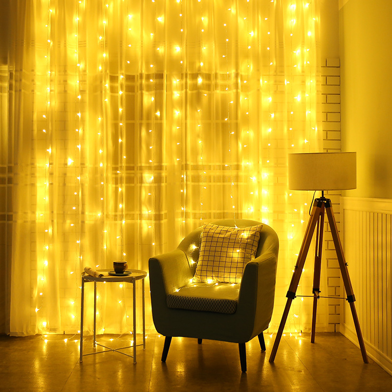 现货LED窗帘灯3*3米圣诞冰条背景满天星装饰灯彩灯灯串寝室挂灯