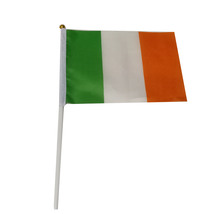 爱尔兰旗帜国旗手摇旗涤纶双面印刷塑料旗杆厂家直销