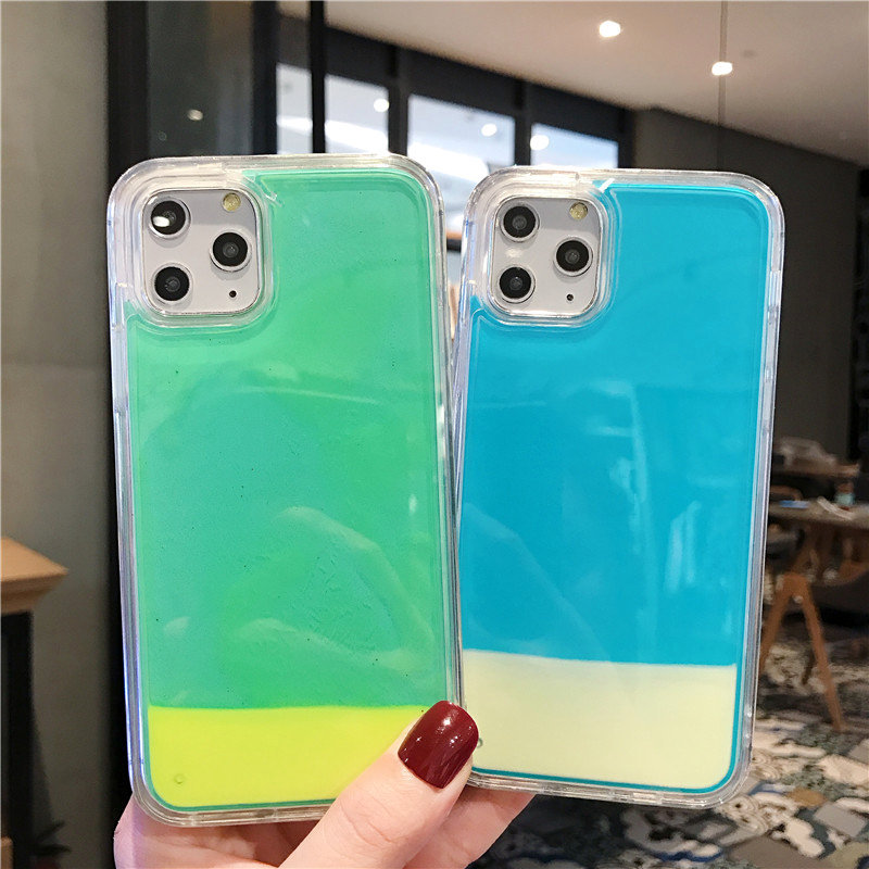 适用iphone11pro夜光流沙苹果XsMax手机壳6液体xr发光7plus保护套