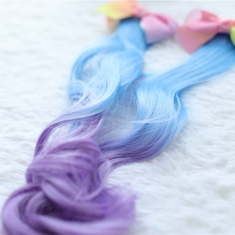 Cross-border e-commerce new colorful wig children's bow gradient hair clip ribbon top clip princess hair accessories hair flower Specification drawing