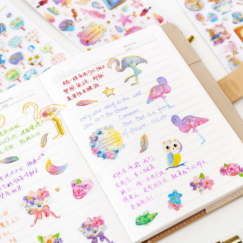 Factory direct sales of dreamy starry sky crystal resin stickers, gold-embossed three-dimensional eco-friendly mobile phone stickers and planner collage materials Specification image