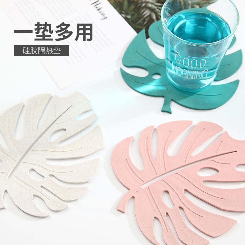 Manufacturers Directly For Fresh Wheat Straw Insulation Mat Leaf Shape Placemat Pot Mat Anti-Hot And High Temperature Gift Wholesale details Picture