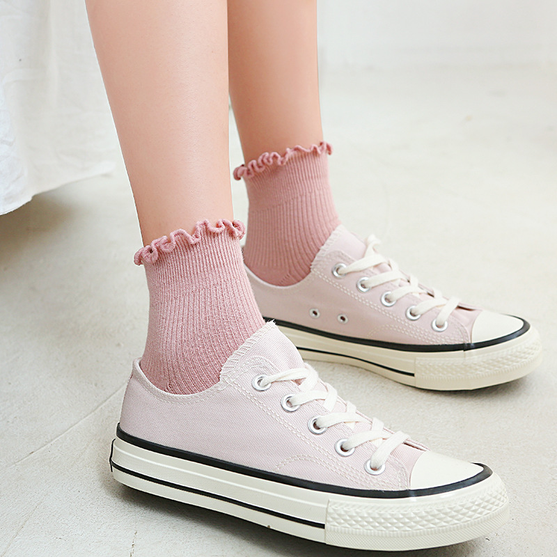 春秋新品女袜/日系木耳花边/10色棉质女产品图