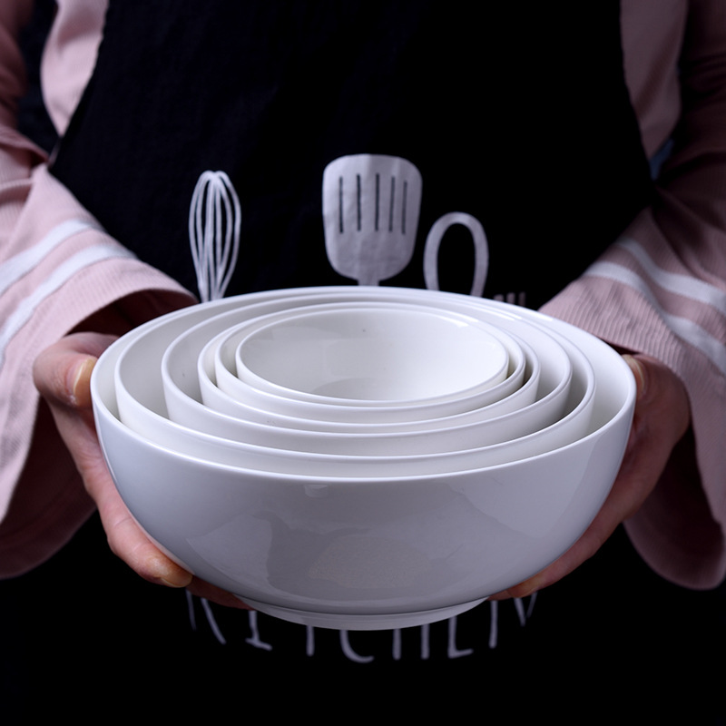 创意陶瓷大汤碗家用纯白米饭碗饭店小碗粥碗面碗大号碗骨瓷直口碗
