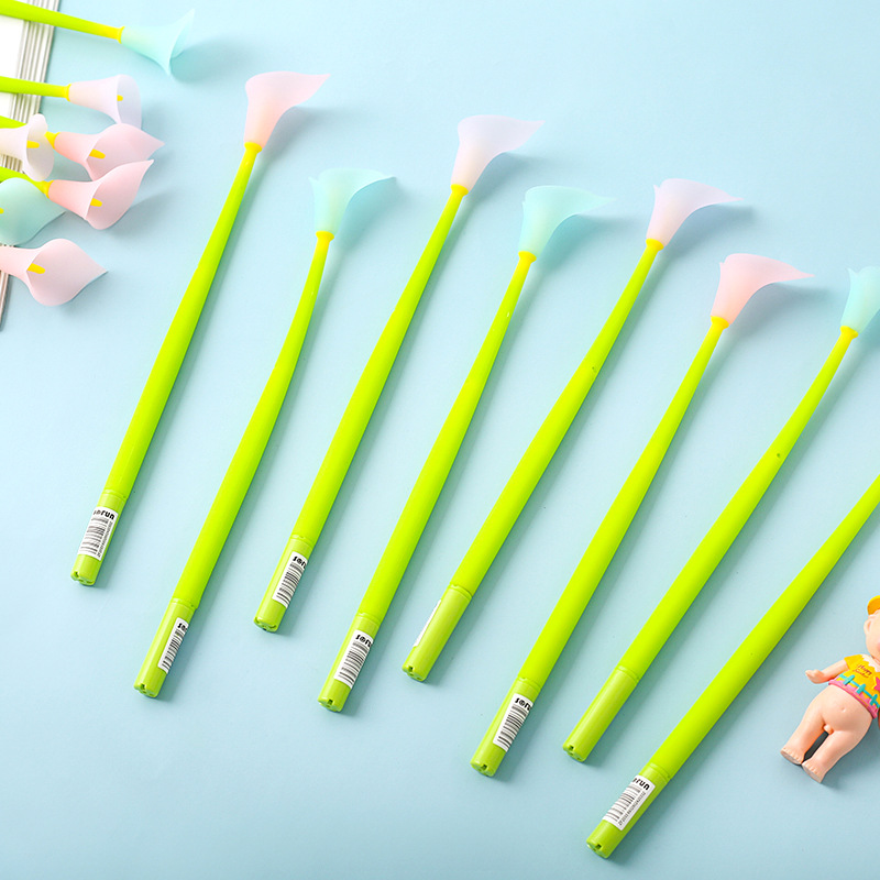 Zhongfan Zf2033 Calla Lily Neutral Pen Silicone Plant Modeling Pen Meet Light Color Change Learning Stationery Creative Pen Application Scenario