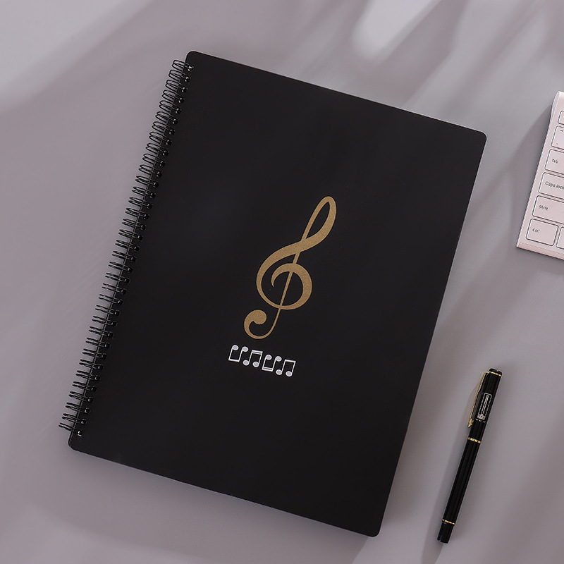 Multi-layered insert folder, transparent A4 sheet music, music score holder, piano score holder, test paper holder, information book, black details Picture