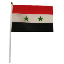 叙利亚旗帜国旗手摇旗涤纶双面印刷塑料旗杆厂家直销可来样定做