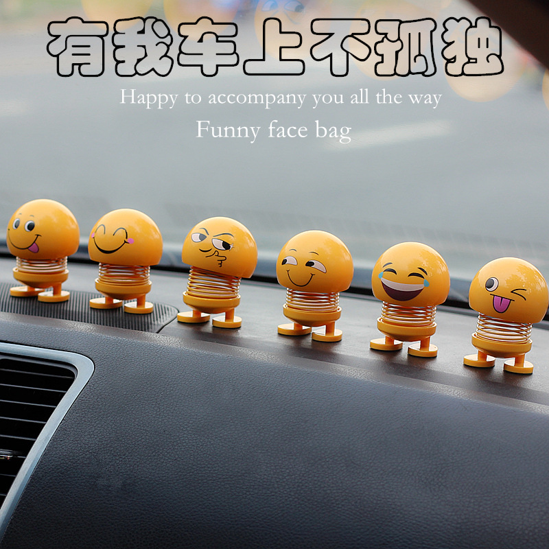 The Spring Bobblehead Doll Of Tiktok Is A Popular Emoji Package. The Car Carries Interesting Decoration And Cute Head Doll Decoration details Picture