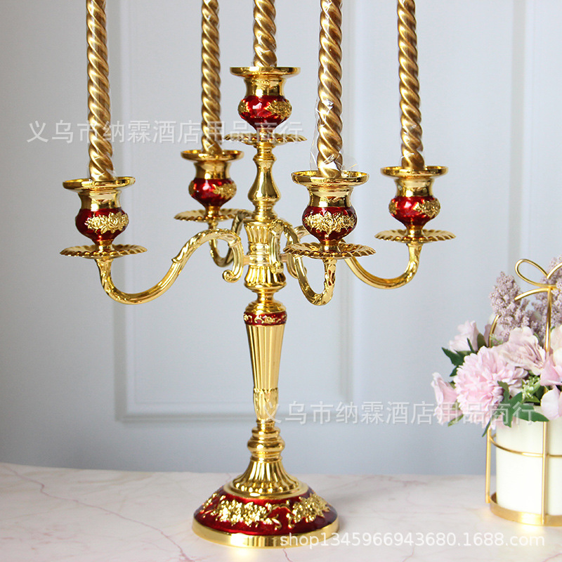 Three Head Five Head Plus Luxury Silver Plated Metal Gold Glue European Alloy Candle Holder Home Hotel Ktv Classic details Picture