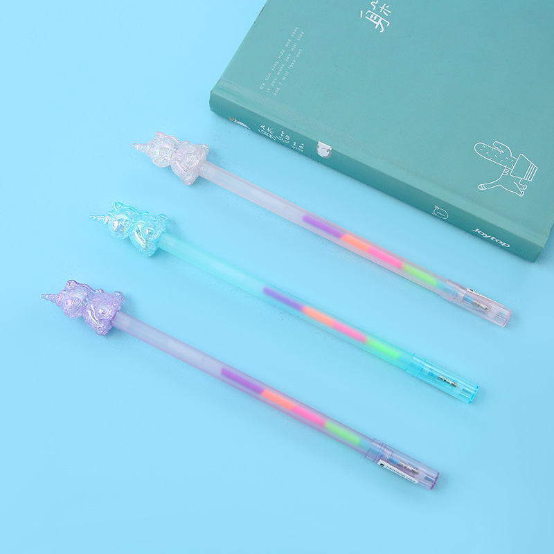Korean 2081 creative Crystal Head shaped unicorn gel pen with dazzling laser student stationery wholesale Application Scenario