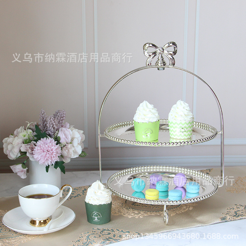 Multilayer Silver-Plated Fruit Plate Dessert Tray Cake Plate Party Supplies Wedding Props Home Decor Pieces Application Scenario