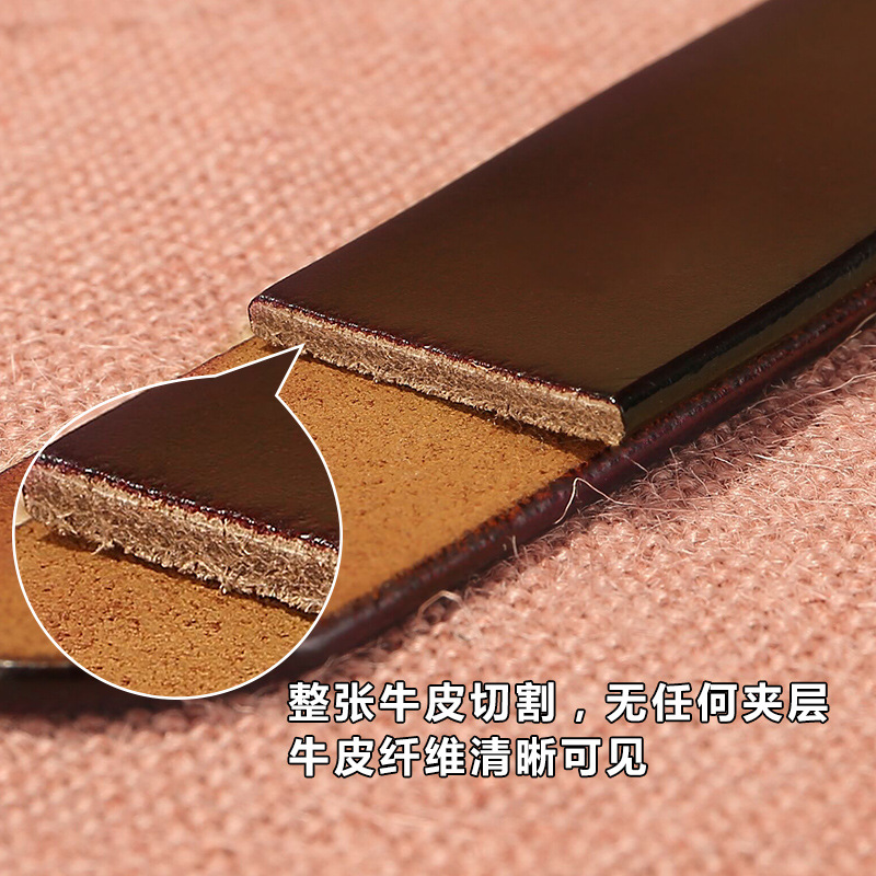 Women's Belt Formal Dress Professional Cowhide Needle Buckle West Belt Slim Ol Style All Business Black Belt Women Specification drawing