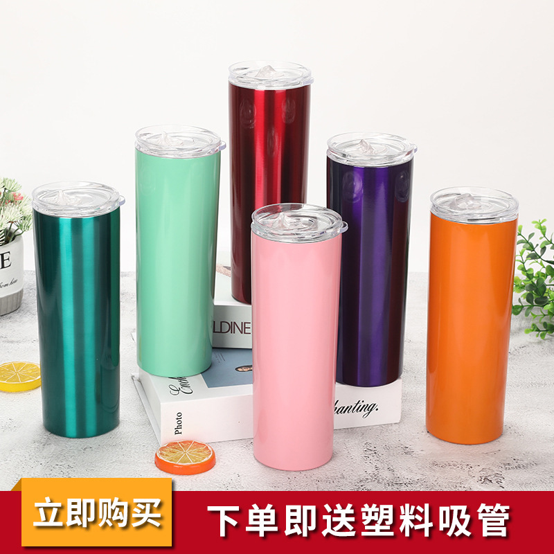 20oz stainless steel insulated cold straight cup Coffee cup straw cup car water cup details Picture