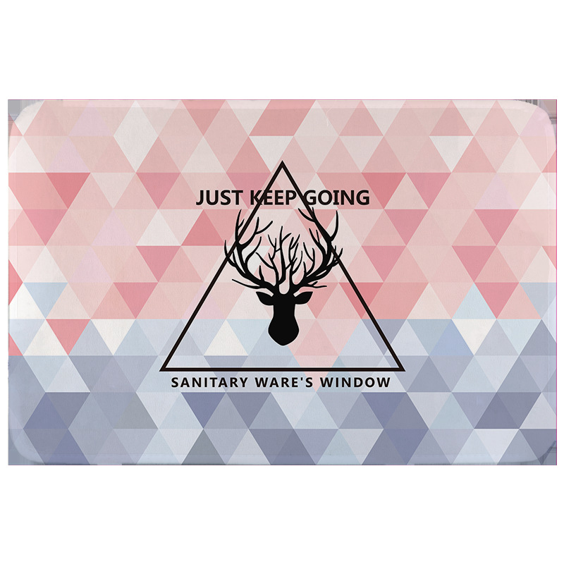 Nordic Style Bathroom Door Mat Printed Mat Non-Woven Super Soft Short Plush Mat Household Absorbent Printed Mat details Picture