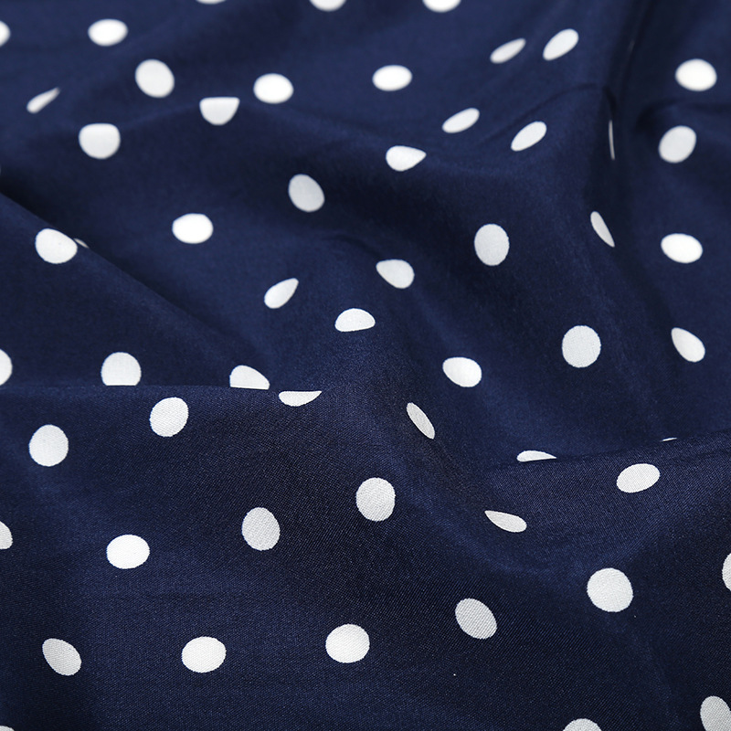Factory Direct Sales Summer Polka Dot Printed Fabric Black And White Polka Dot Four-Sided Elastic Printing Fabric Dress Fabric Specification drawing