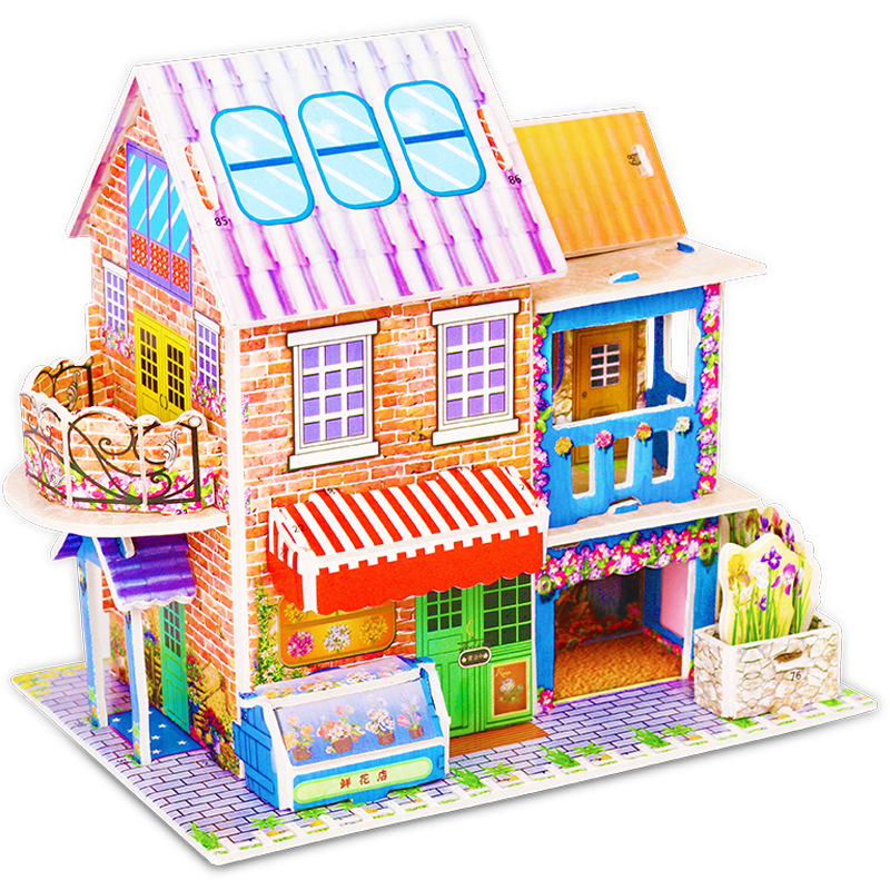 儿童益智3d立体拼图纸质玩具 热卖爆款房屋别墅 飞机城堡建筑模型