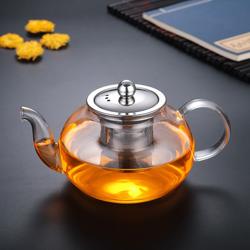 厂家批发玻璃茶壶耐高温加厚泡茶壶水壶家用不锈钢过滤花茶壶套装