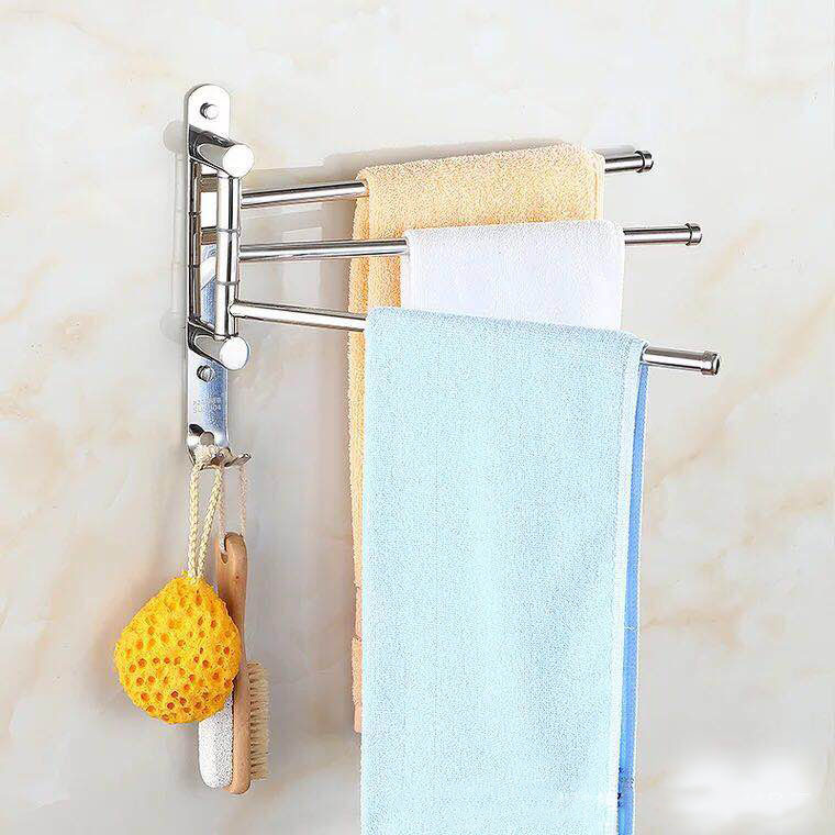 Bathroom towel bar, rotating kitchen hanging bar, 304 towel rack, non-drilling stainless steel bath towel rack, bathroom hanging piece, stainless steel rotating towel bar, kitchen and bathroom supplies, bathroom supplies support drop shipping
