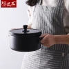 Light luxury and fashionable Japanese-style clay pot stew pot, household open flame high-temperature resistant soup pot, black ceramic soup pot earthenware pot replacement Specification image