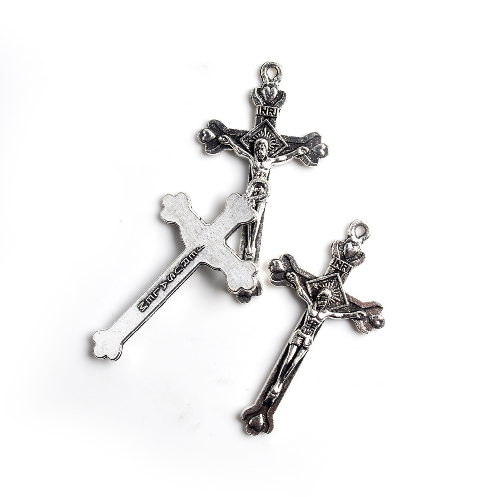 European And American Foreign Trade Hot-Selling Jewelry Alloy Pendant Triangle Connector Jerusalem Holy Earth Tripronged Cross details Picture