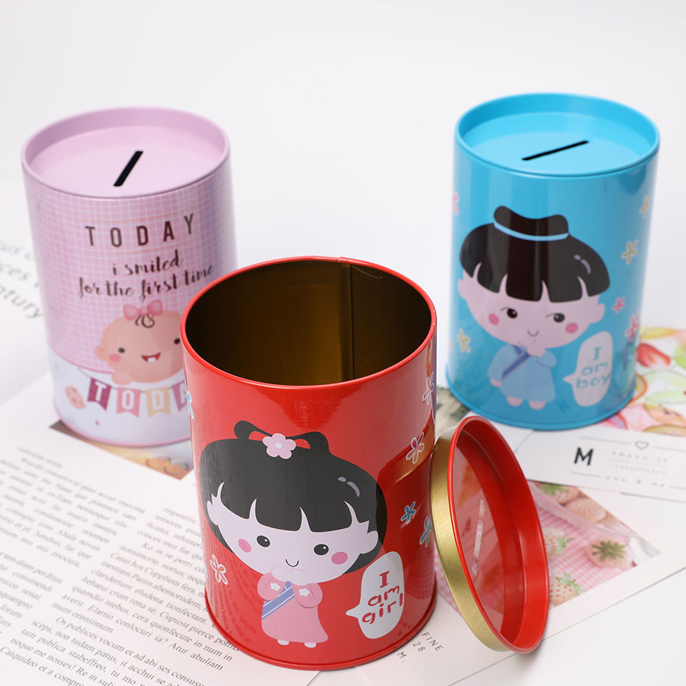Cartoon piggy bank cylinder can open the lid creative piggy bank pen holder cute piggy bank full figure