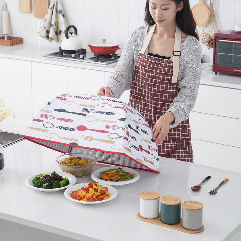 批发厨房保温菜罩 创意可折叠方形饭菜罩 铝箔食物罩餐桌防尘罩详情图3