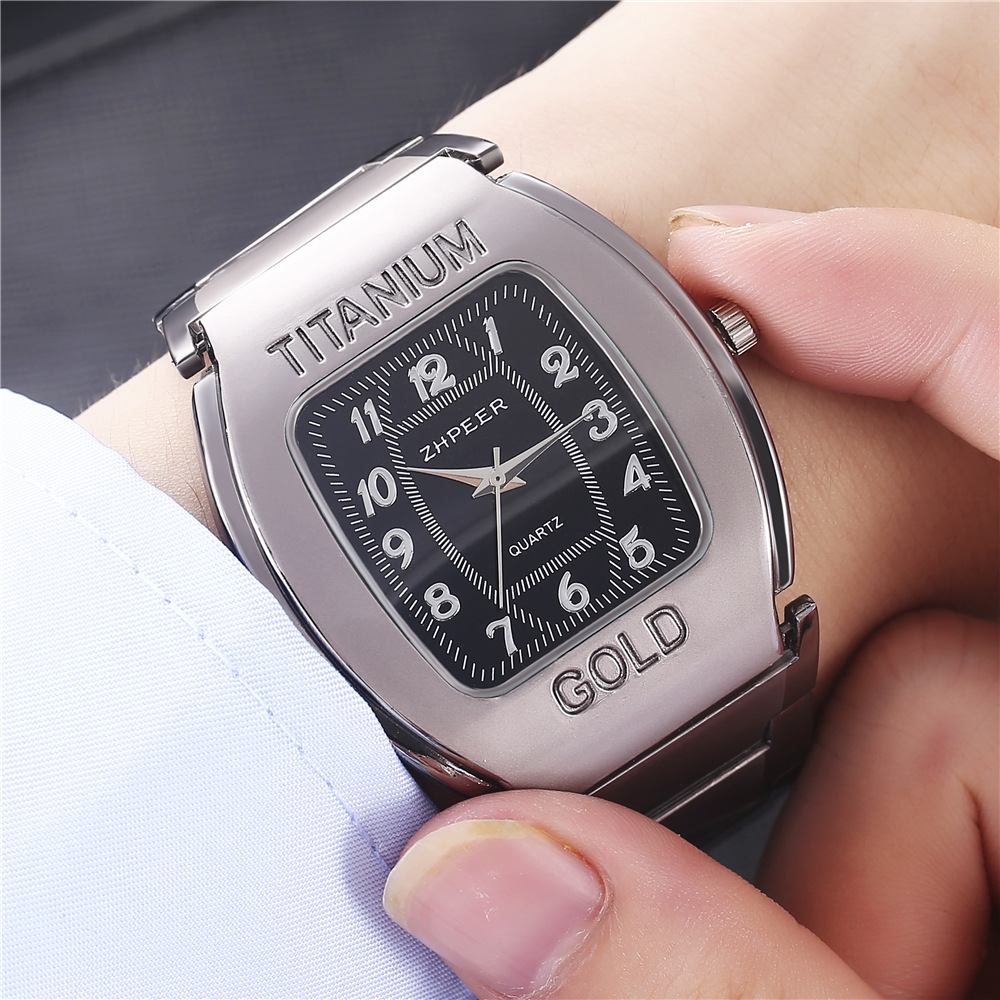 The new cross-border bestseller, zpeer bark-shaped men's titanium alloy business casual steel band quartz watch details Picture