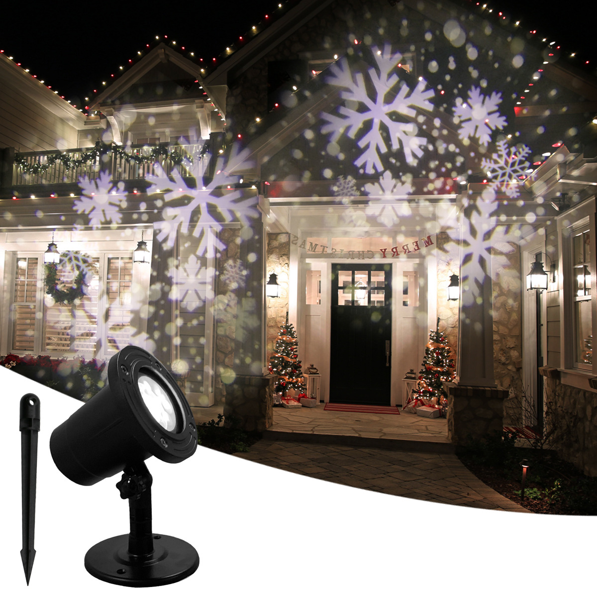 2019 New style Blizzard projection lamp, white snow flower lamp, Christmas snowflake blizzard projection lamp