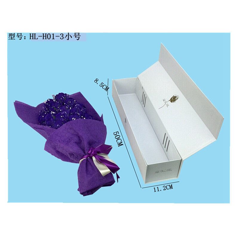大小号七夕鲜花包装盒折叠翻盖吸铁盒情人节硬纸盒白色礼品盒详情图4