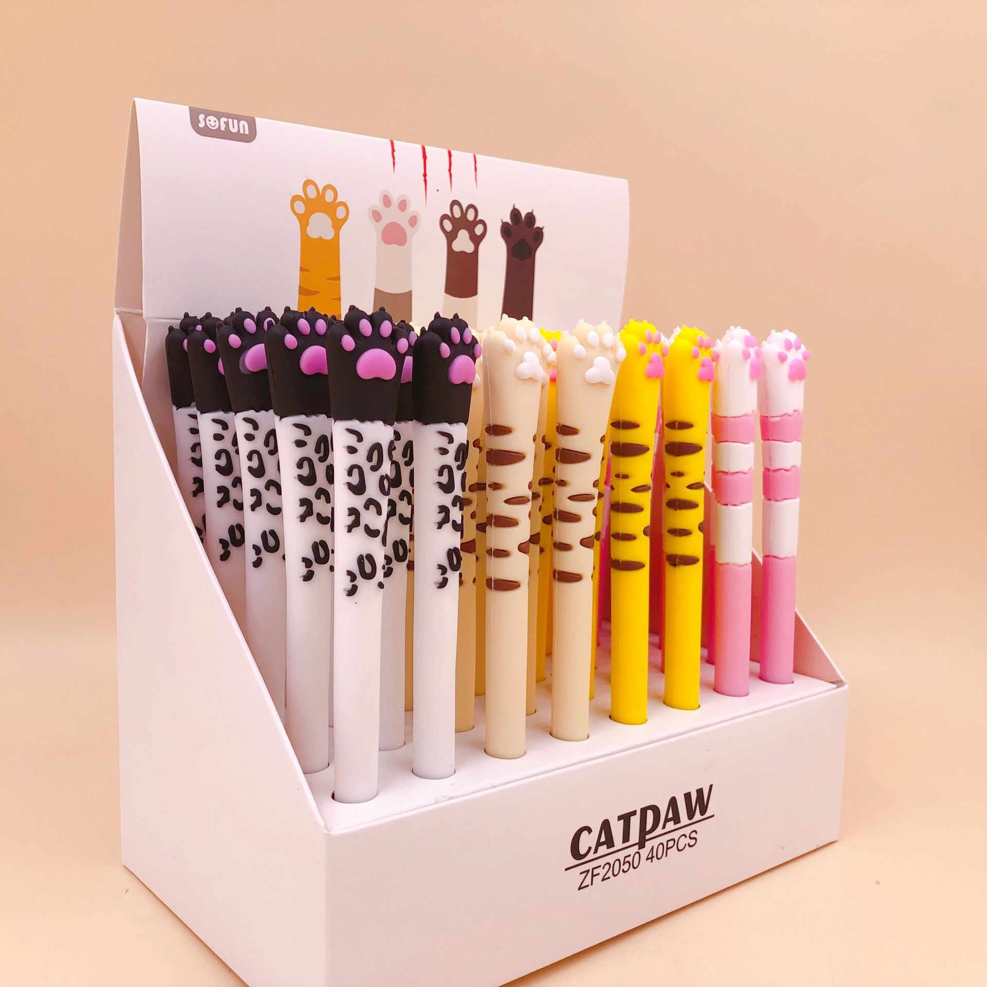 韩版硅胶卡通中性笔  彩猫爪全硅胶创意中性笔  40支一盒详情图2