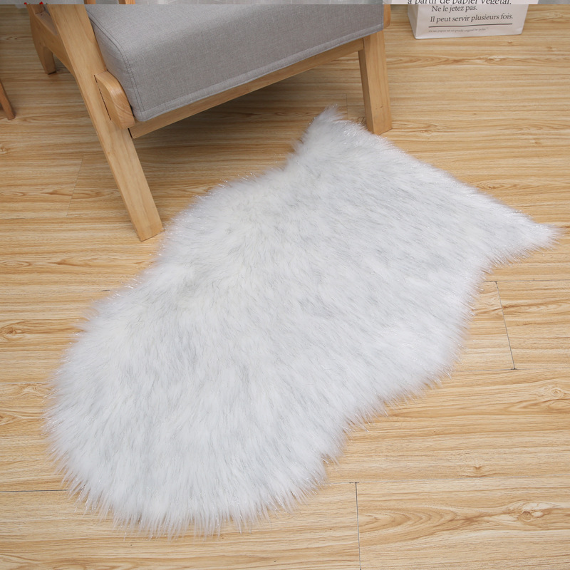 创意北欧仿羊毛纯色地毯长毛绒客厅茶几地毯卧室防滑地垫飘窗垫详情图4