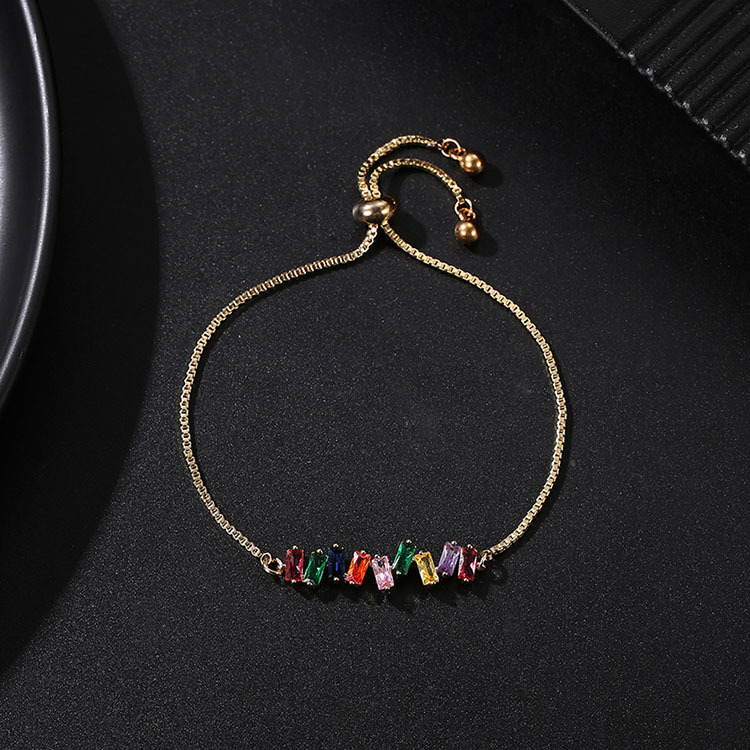 New product, AliExpress cross-border manufacturer, adjustable crystal bracelet, seven-color diamond zircon bracelet, ladies' manufacturer Specification image