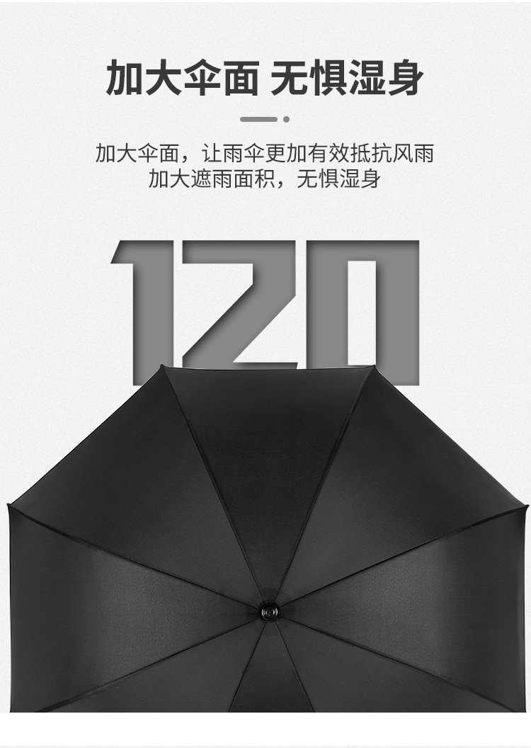 全纤维高尔夫伞自动开长柄伞大号弯柄直杆雨伞商务双人礼品广告伞详情15