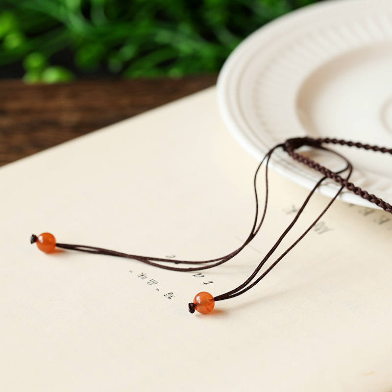 Original design of multi-necklace pendant rope, hand-woven necklace rope pendant, amber South red Specification image
