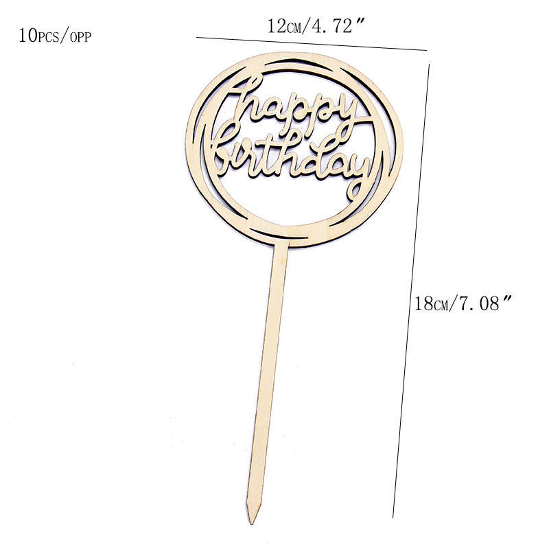Creative Wooden Laser Diy Cake Insert Birthday Wedding Party Graduation Original Wood Cake Cuttings details Picture