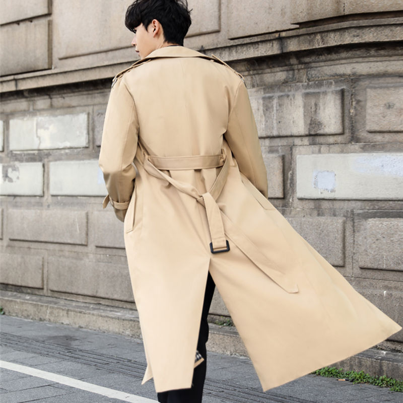 Autumn and winter new large-sized long men's trench coat, double-breasted trench coat, youth business casual trench coat for men Specification image