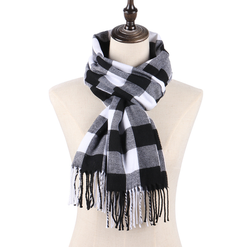 A Generation Willow Bank Scarf Men's Autumn And Winter Children's Student Scarf Fringe National Wind English Plaid Flanged Bib Wholesale Specification drawing