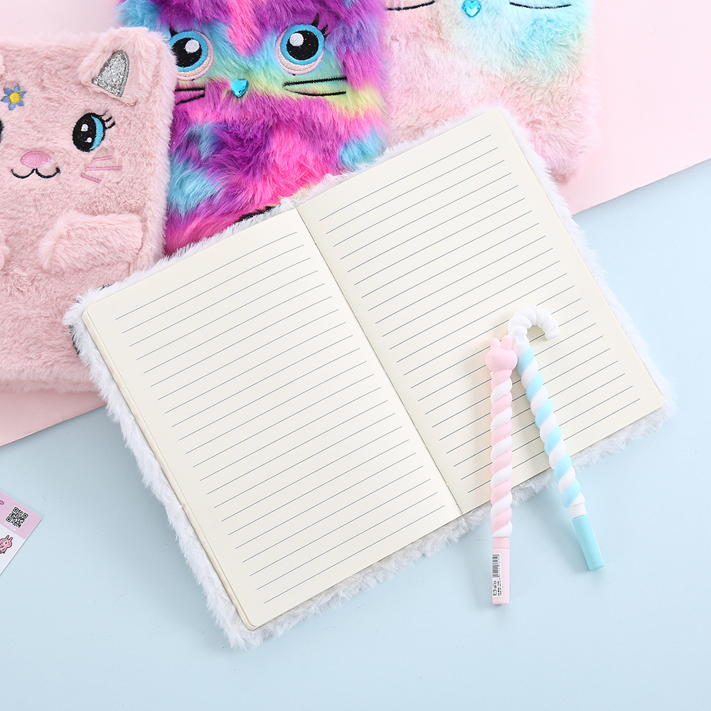 Thousand Yu Culture Winter New Cartoon Plush Notebook Cute Rabbit Ears Girl Heart Ledger Little Girl Pink Notepad Application Scenario