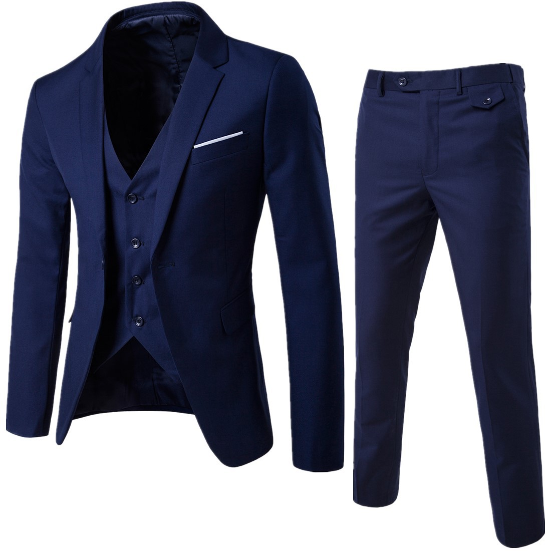 The new men's three-piece suit set, a Korean-style slimming and casual wedding dress for grooms and groomsmen, is in vogue