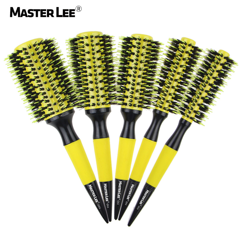 Mastree pig bristle ceramic comb, aluminum tube roller comb, curly hair round roller comb, hair salon curly hair styling comb details Picture