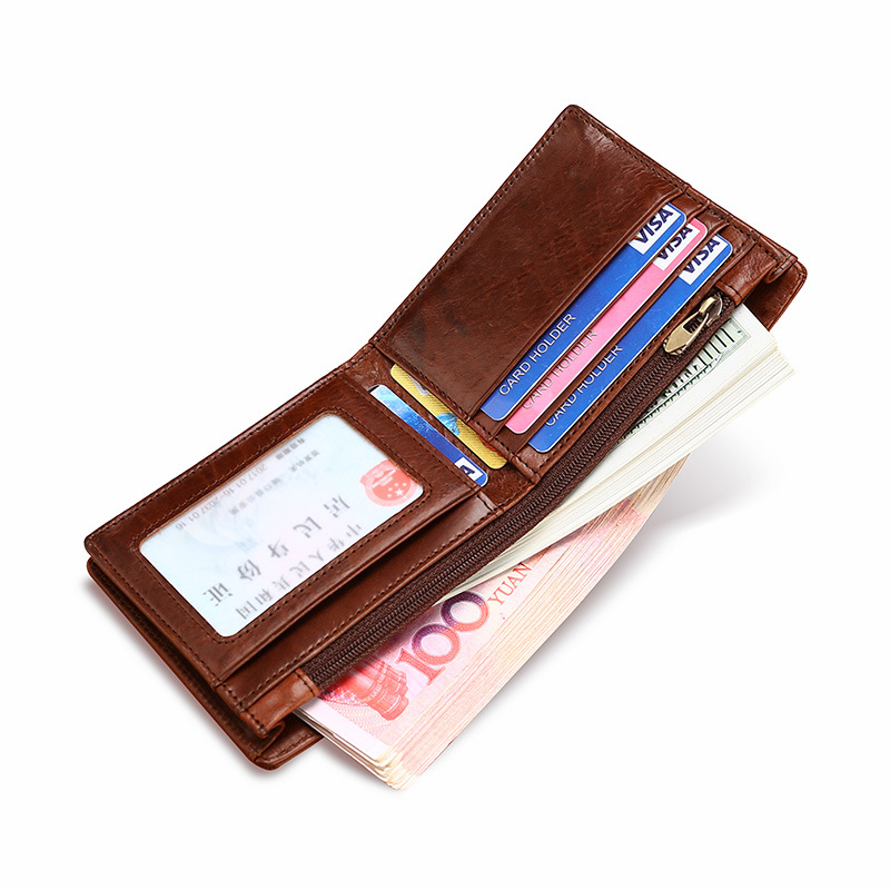Amazon Explosive Rfid Men's Short Wallet Ultra-Thin Student Wallet Leather Youth Men's Bag Horizontal Coin Wallet Specification drawing